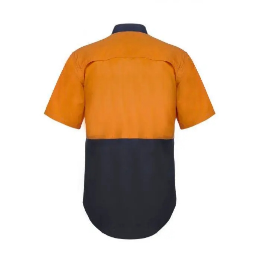 Picture of WorkCraft, Lightweight Hi Vis Two Tone Short Sleeve Vented Cotton Drill Shirt